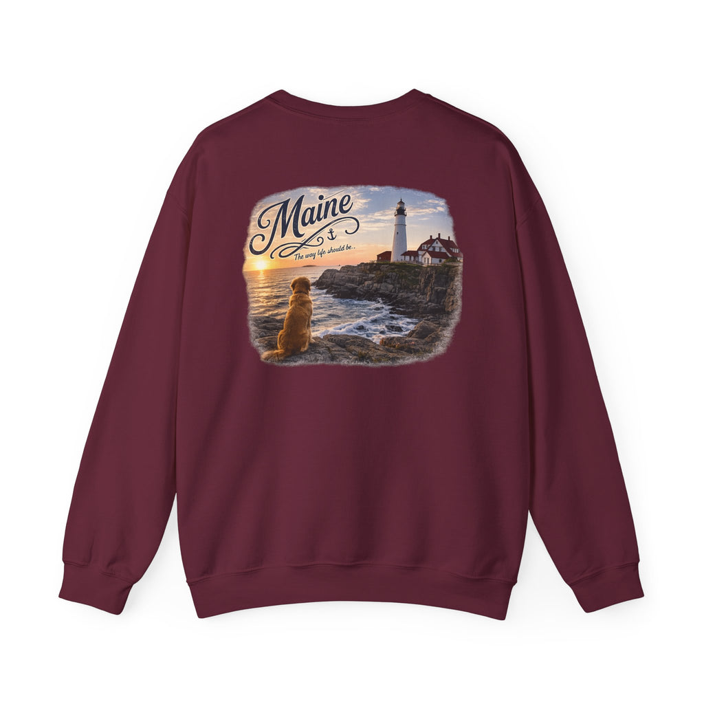Maine Lighthouse — Golden Retriever Coastal Sunsets