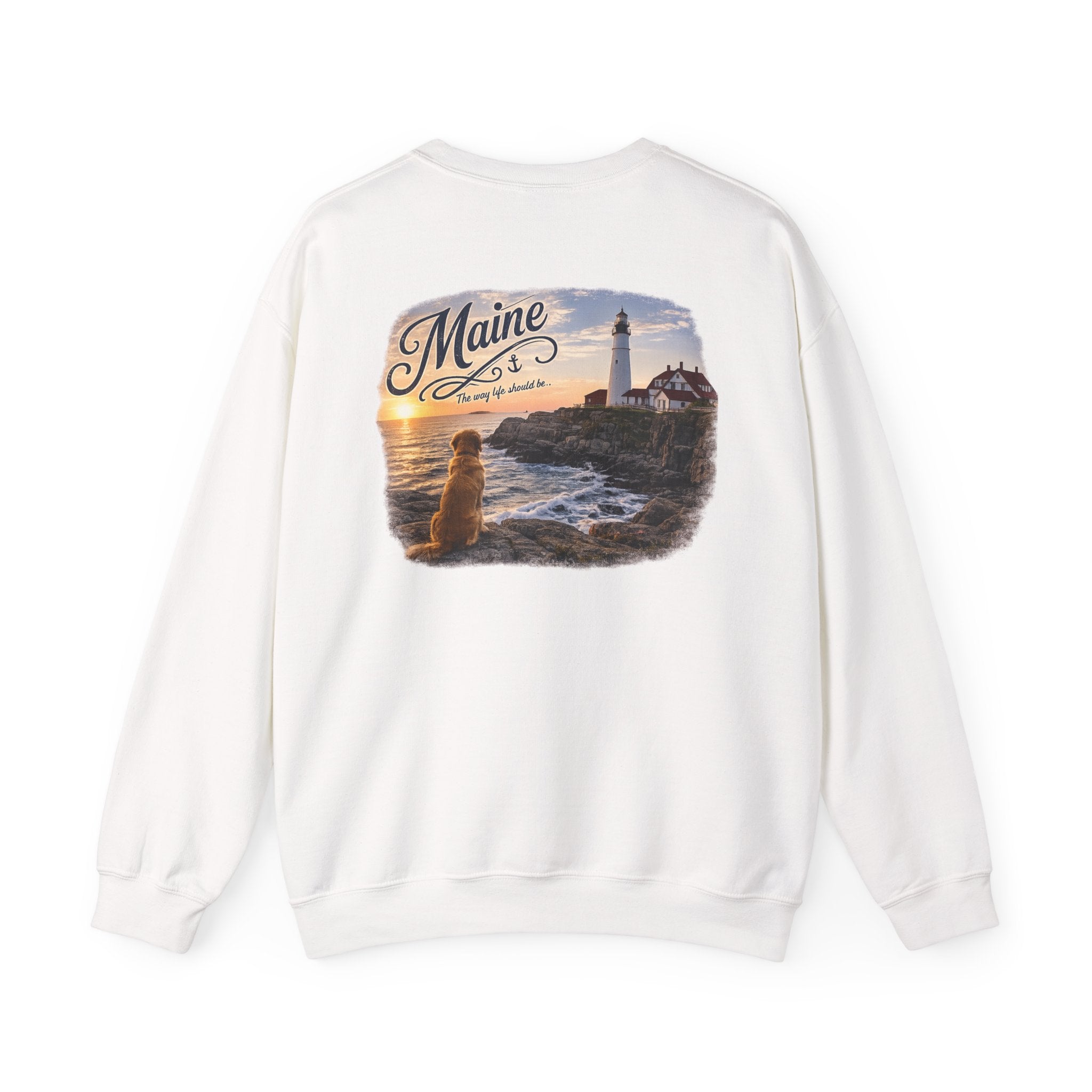 Maine Lighthouse — Golden Retriever Coastal Sunsets