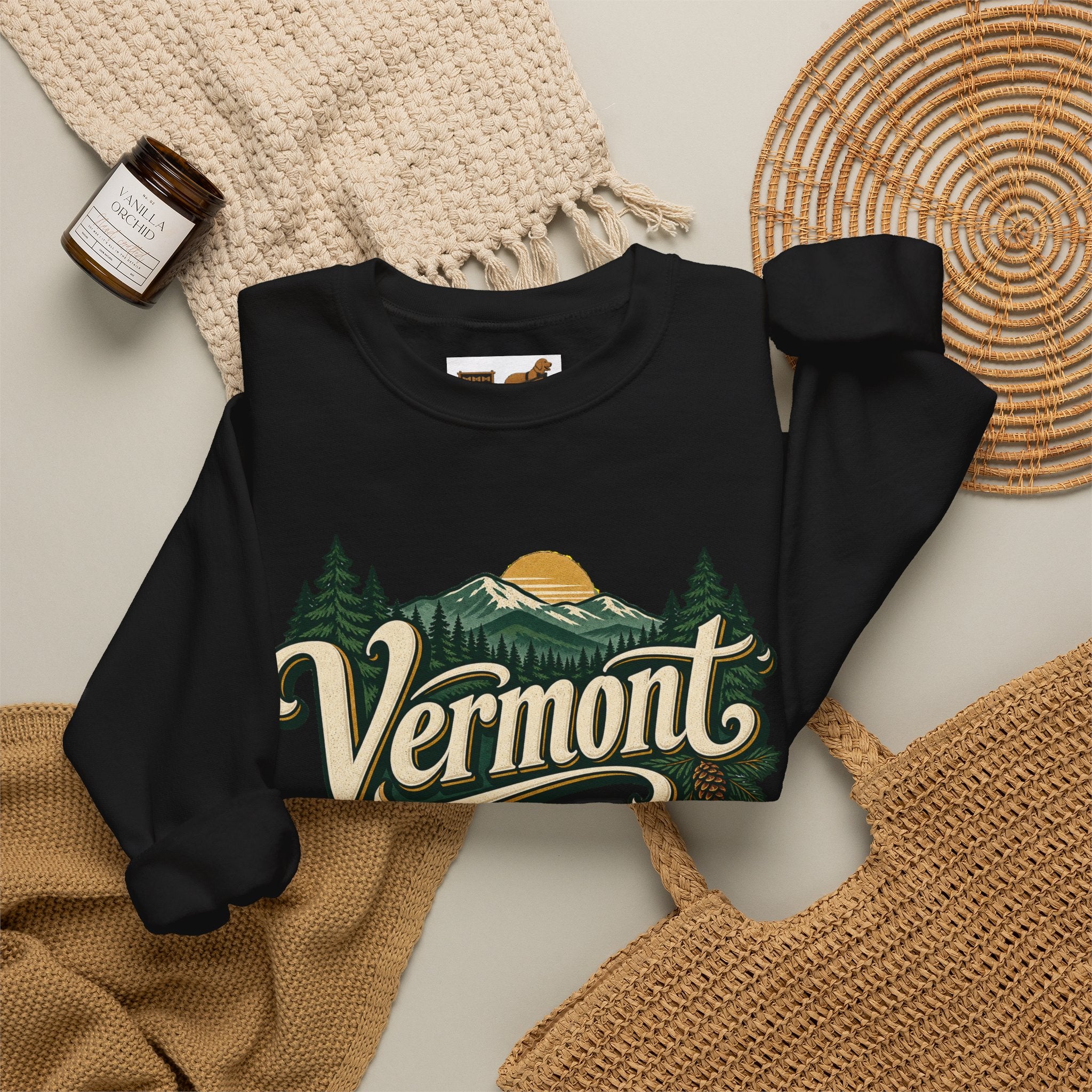 Vermont Retro Mountain Crewneck Sweatshirt