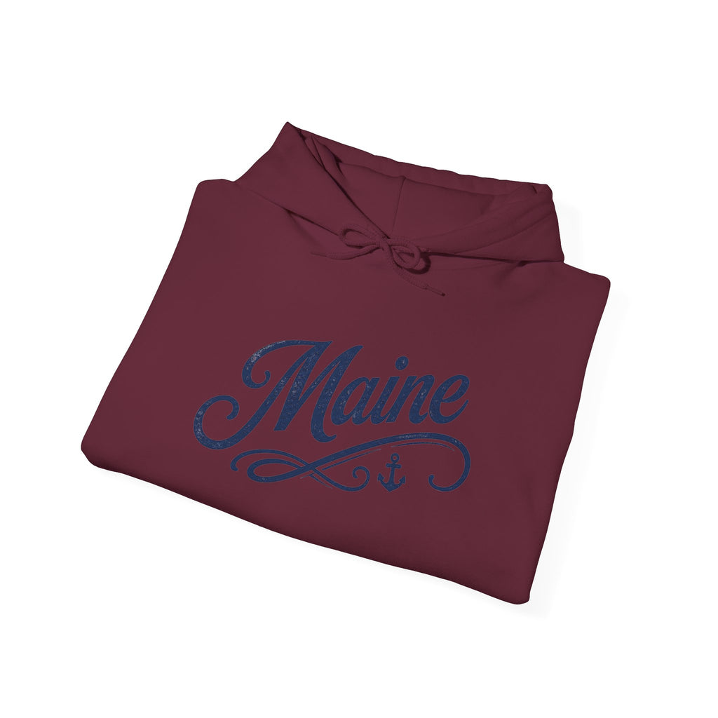 Maine Lighthouse Hoodie — Scenic Sunset & Loyal Dog Coastal Sweatshirt