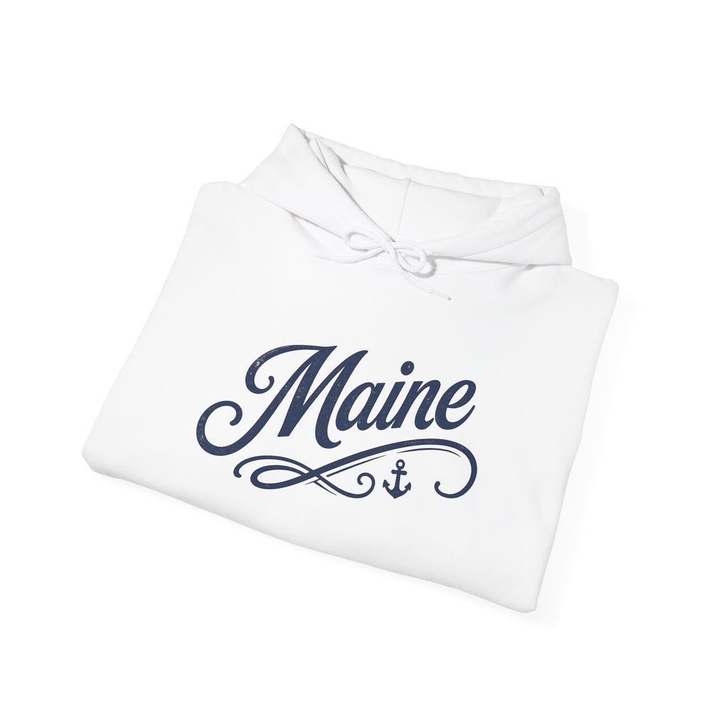 Maine Lighthouse Hoodie — Scenic Sunset & Loyal Dog Coastal Sweatshirt