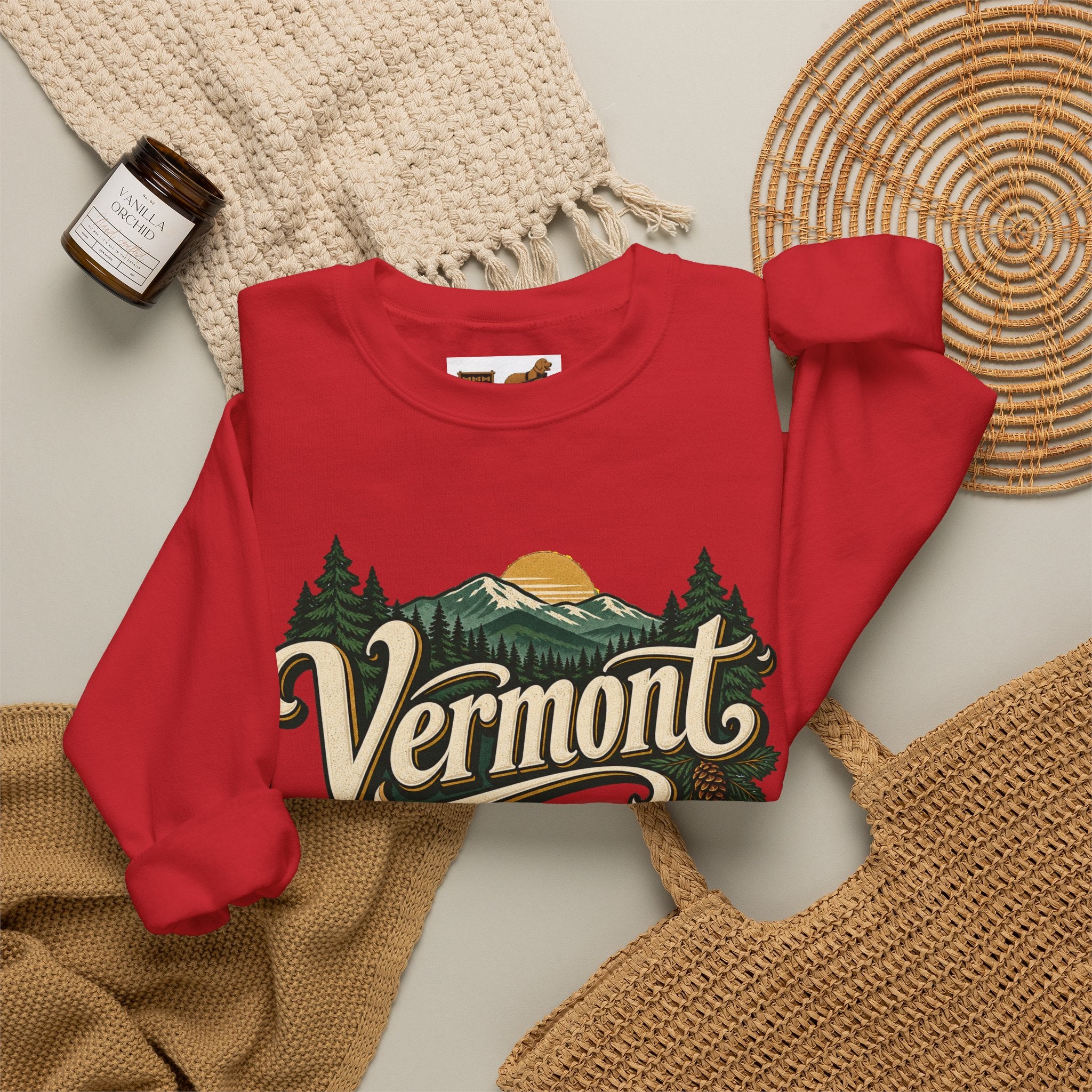 Vermont Retro Mountain Crewneck Sweatshirt