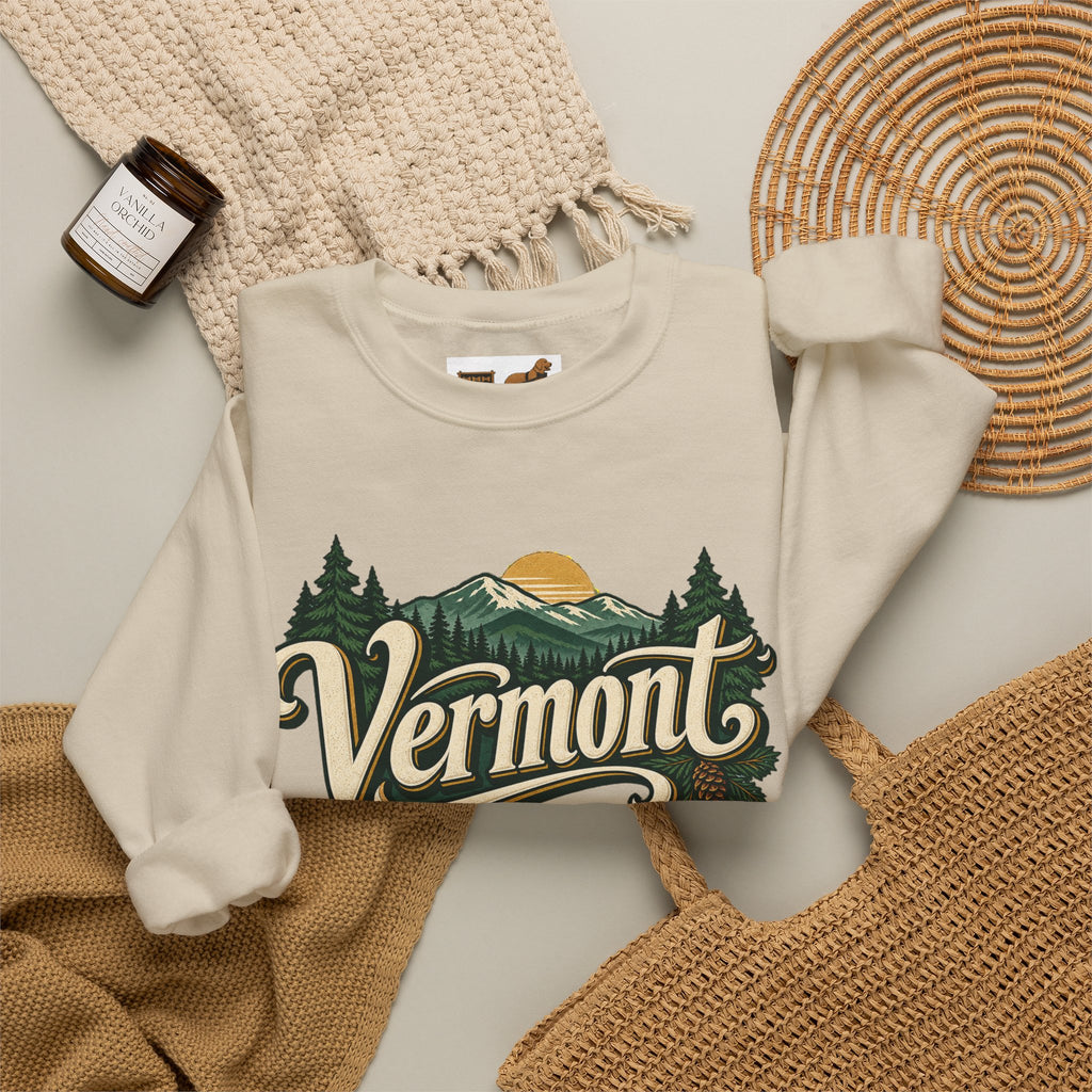 Vermont Retro Mountain Crewneck Sweatshirt