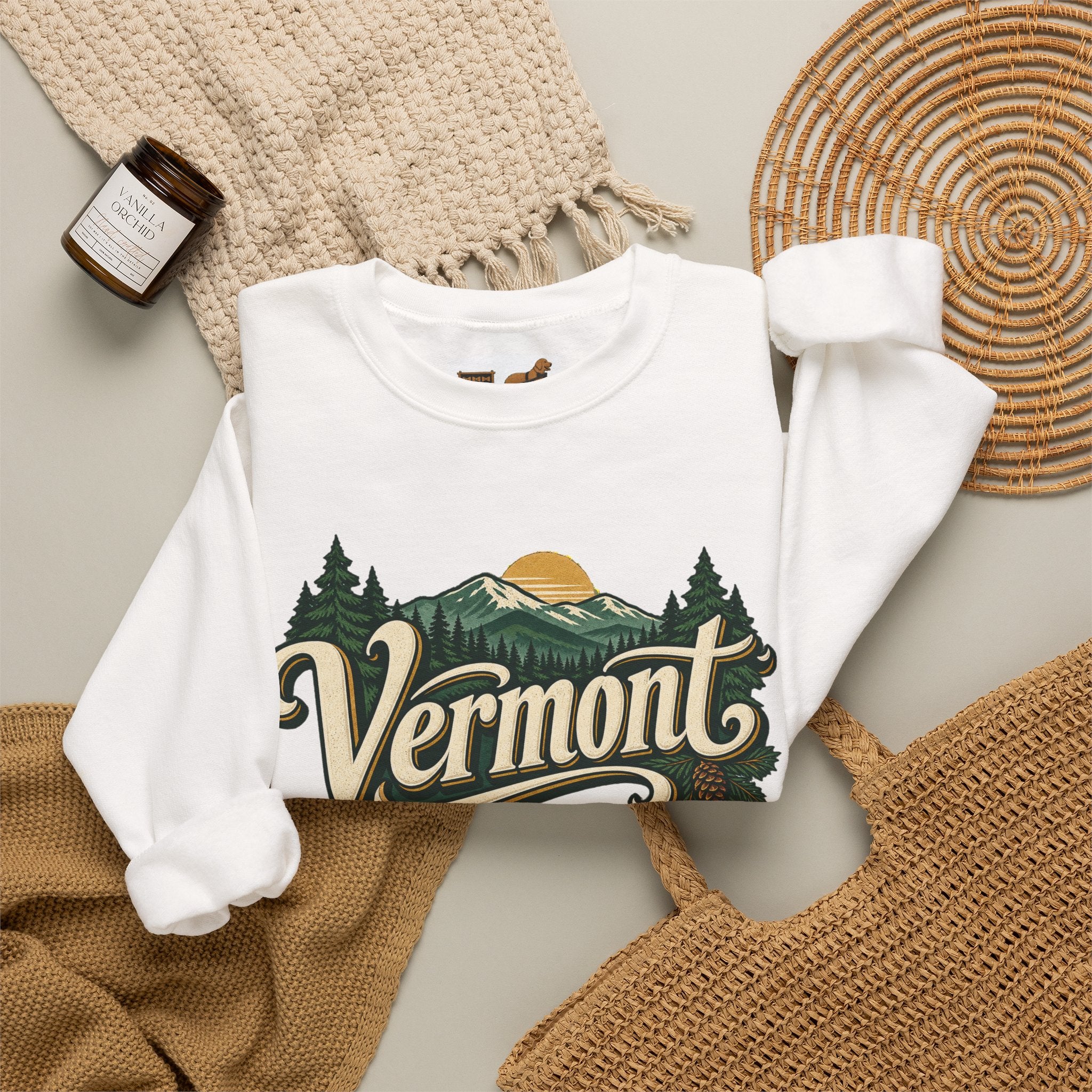 Vermont Retro Mountain Crewneck Sweatshirt