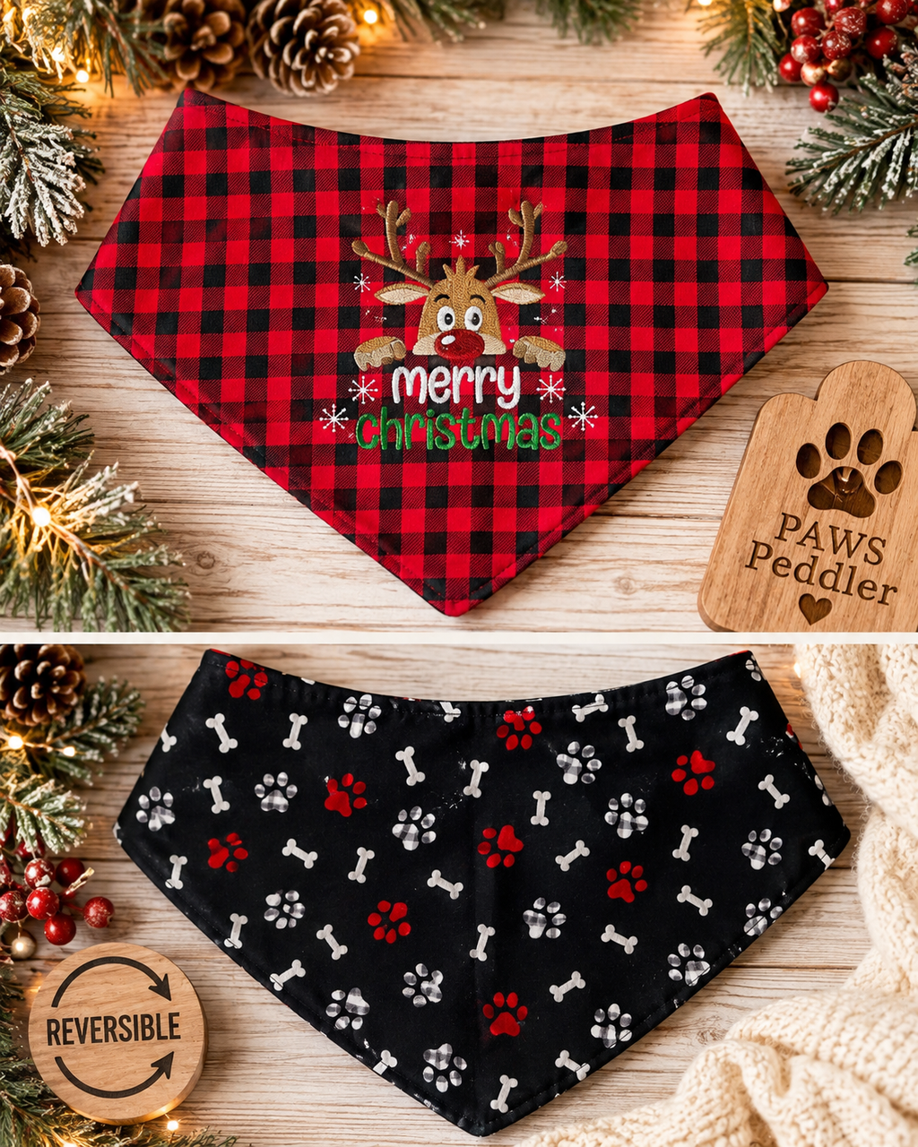 Reindeer Reversible Bandana