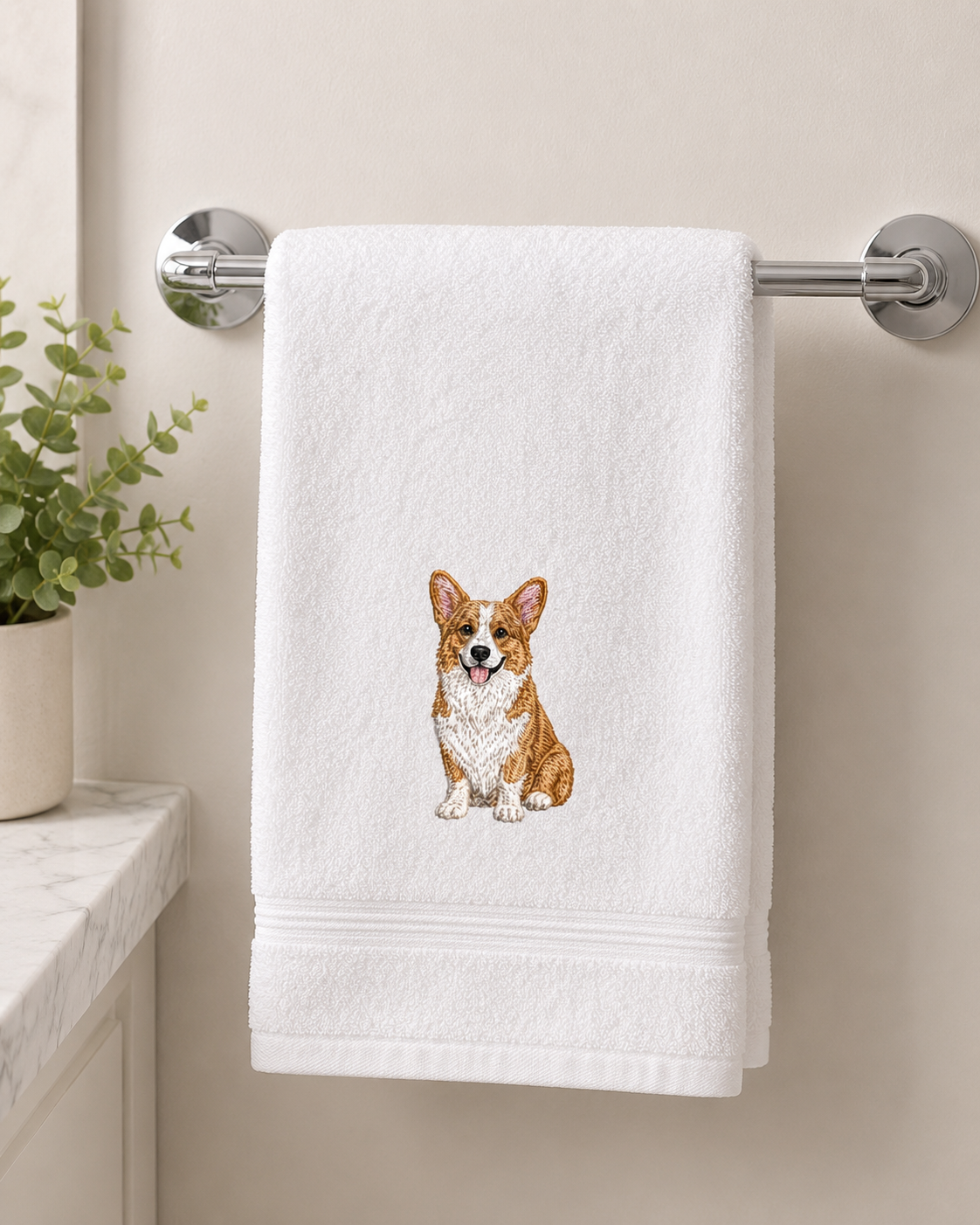 Dog Breed Embroidered Plush Hand Towel