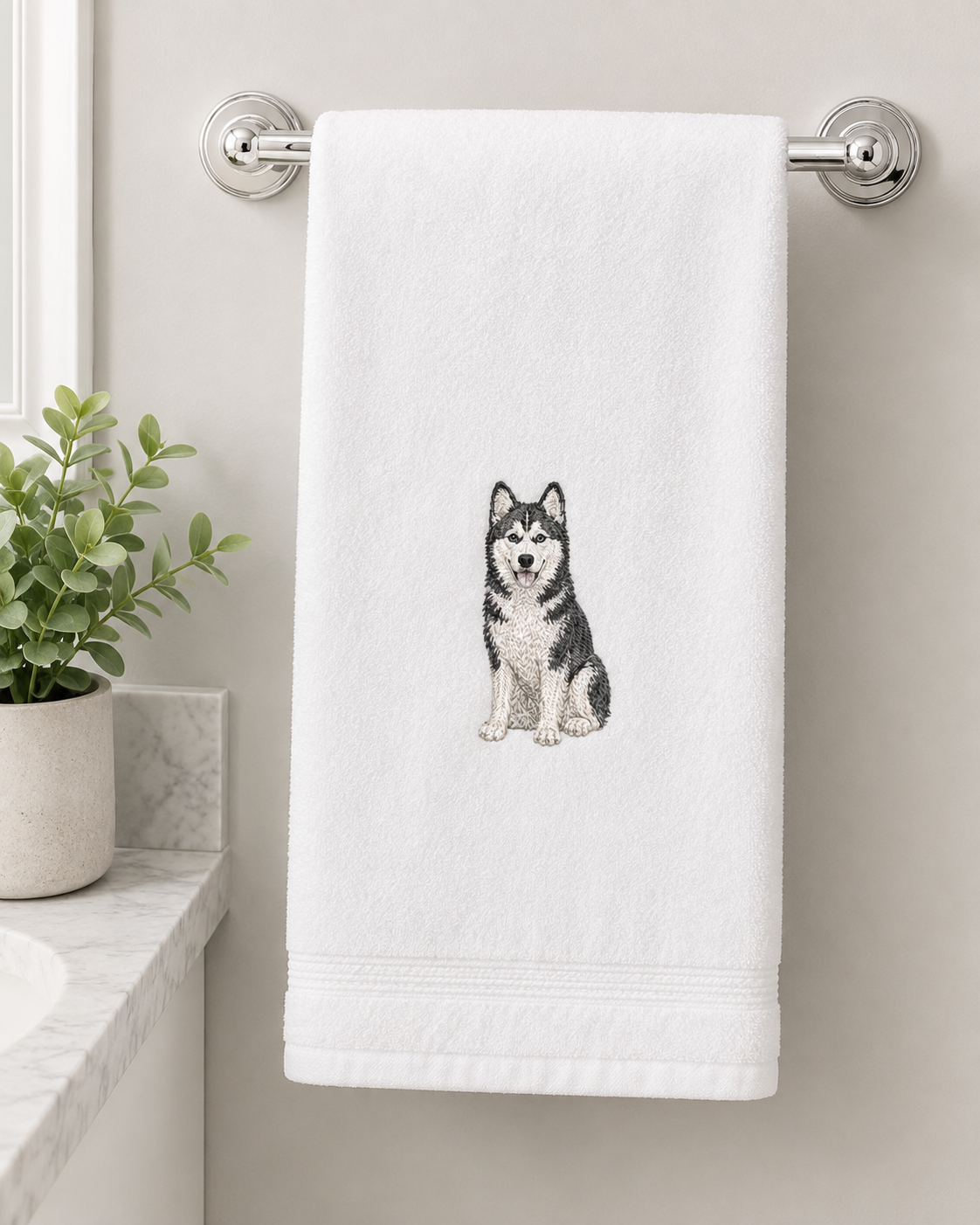 Dog Breed Embroidered Plush Hand Towel