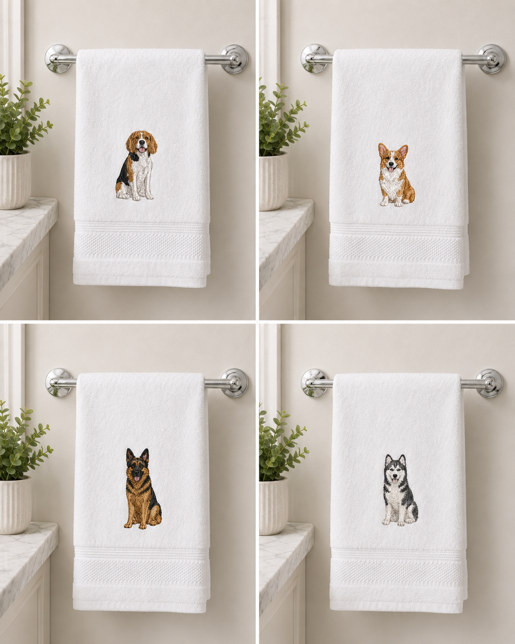 Custom Dog Breed Embroidered Plush Hand Towel