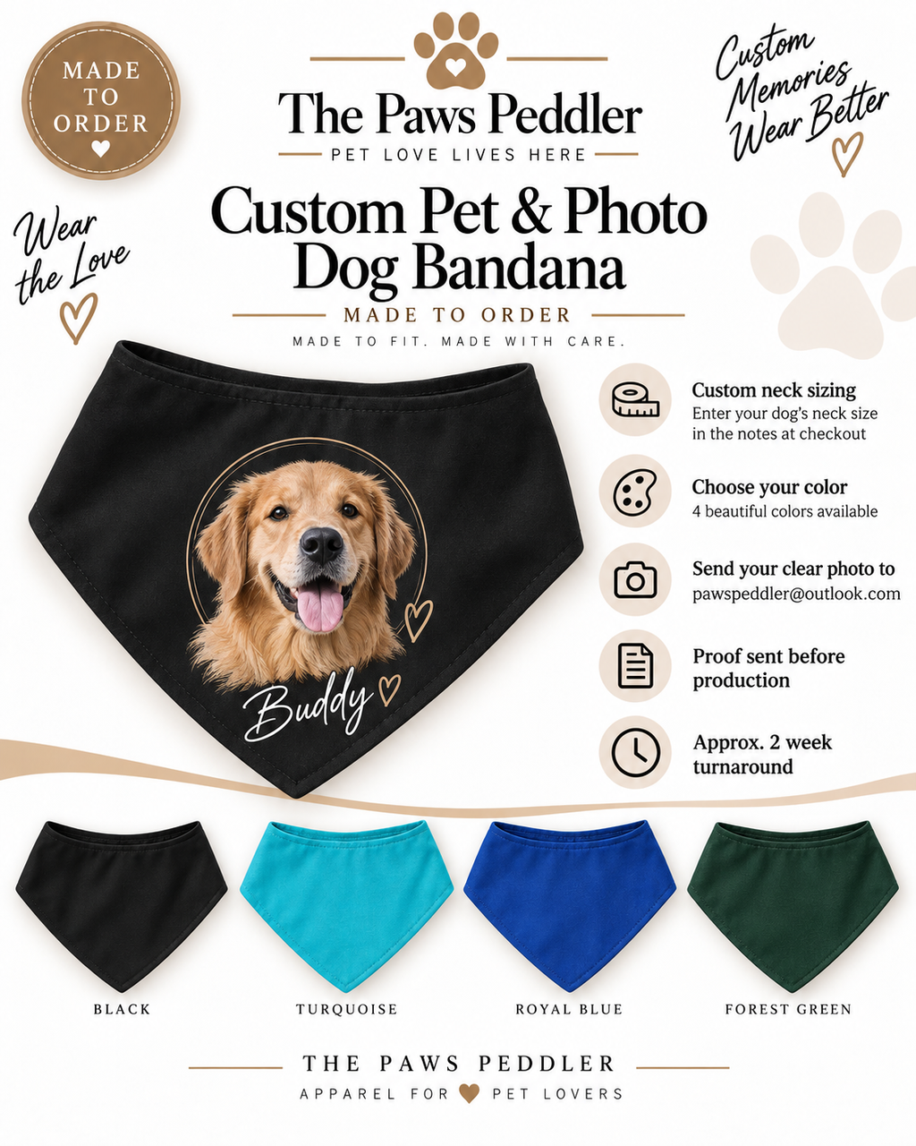 Custom Pet Photo Bandana